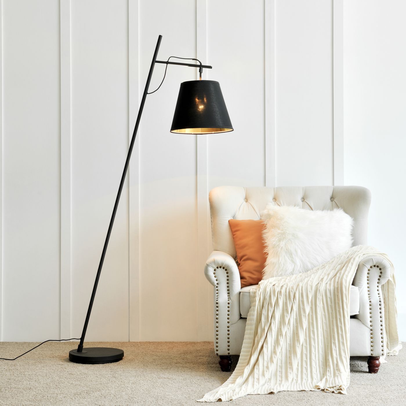 Verpersoonlijking Mening mot lux.pro] Vloerlamp staande lamp Nottingham metaal 180 cm zwart | premiumXL