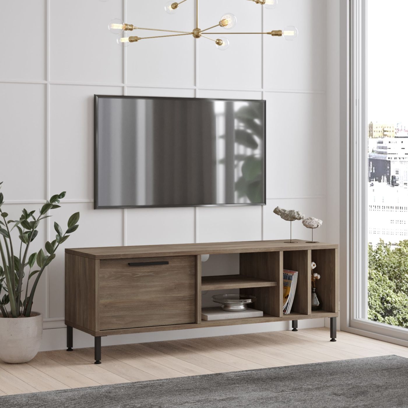 samen Schilderen plan en.casa] Tv-meubel Loimaa 120x35,5x43cm eiken grijs | premiumXL