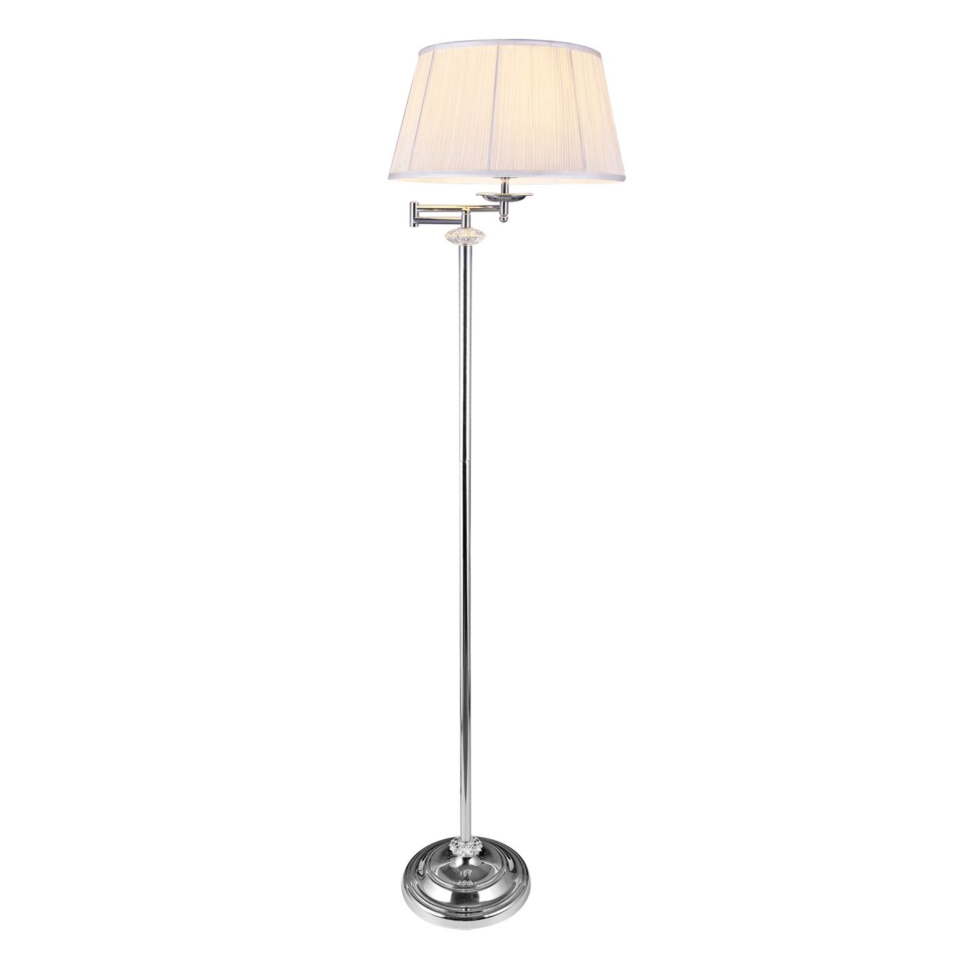 knuffel Op de loer liggen Uitbreiding Vloerlamp staande lamp Bonn 158 cm E27 chroom en wit | premiumXL