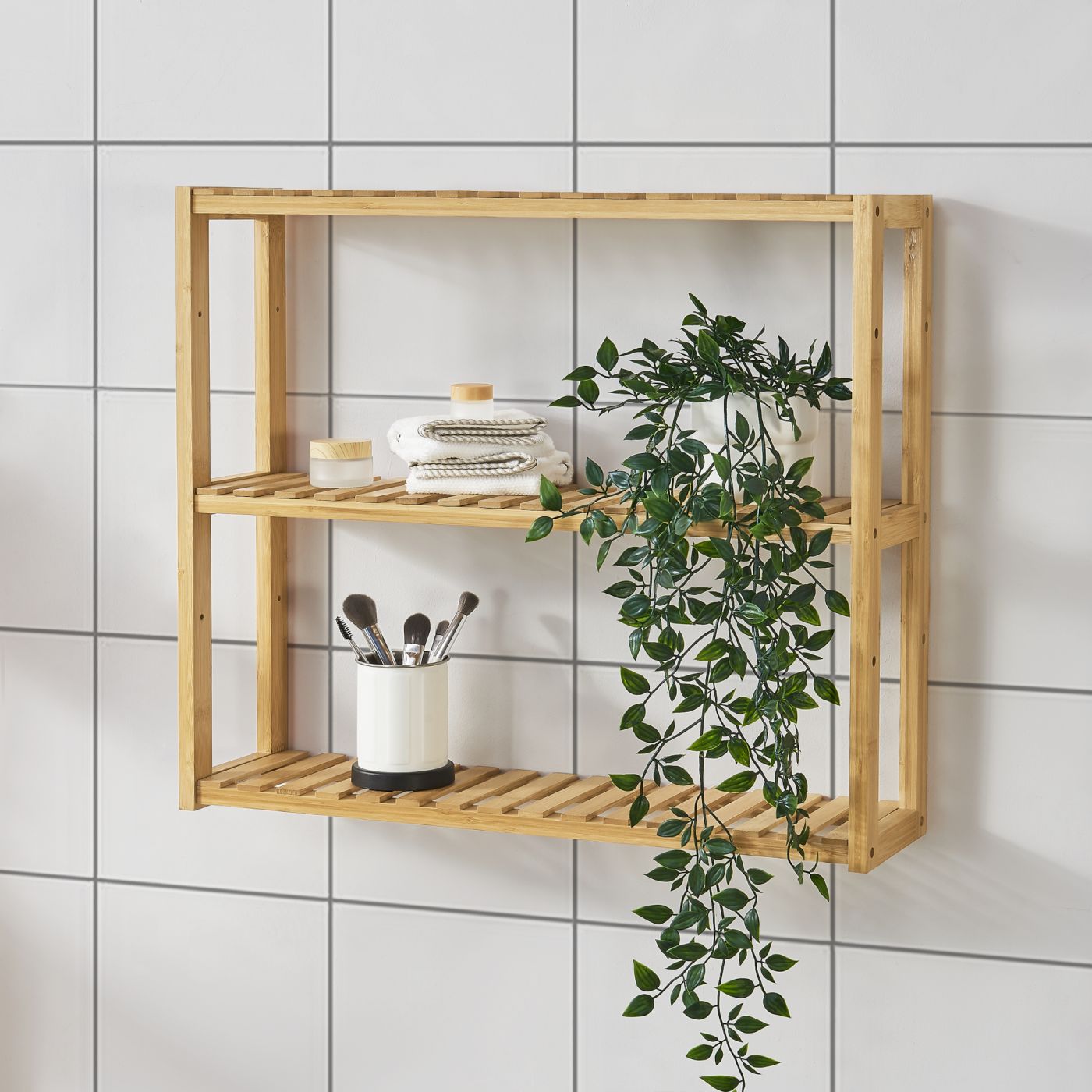 en.casa] Wandrek met 3 planken cm bamboe | premiumXL