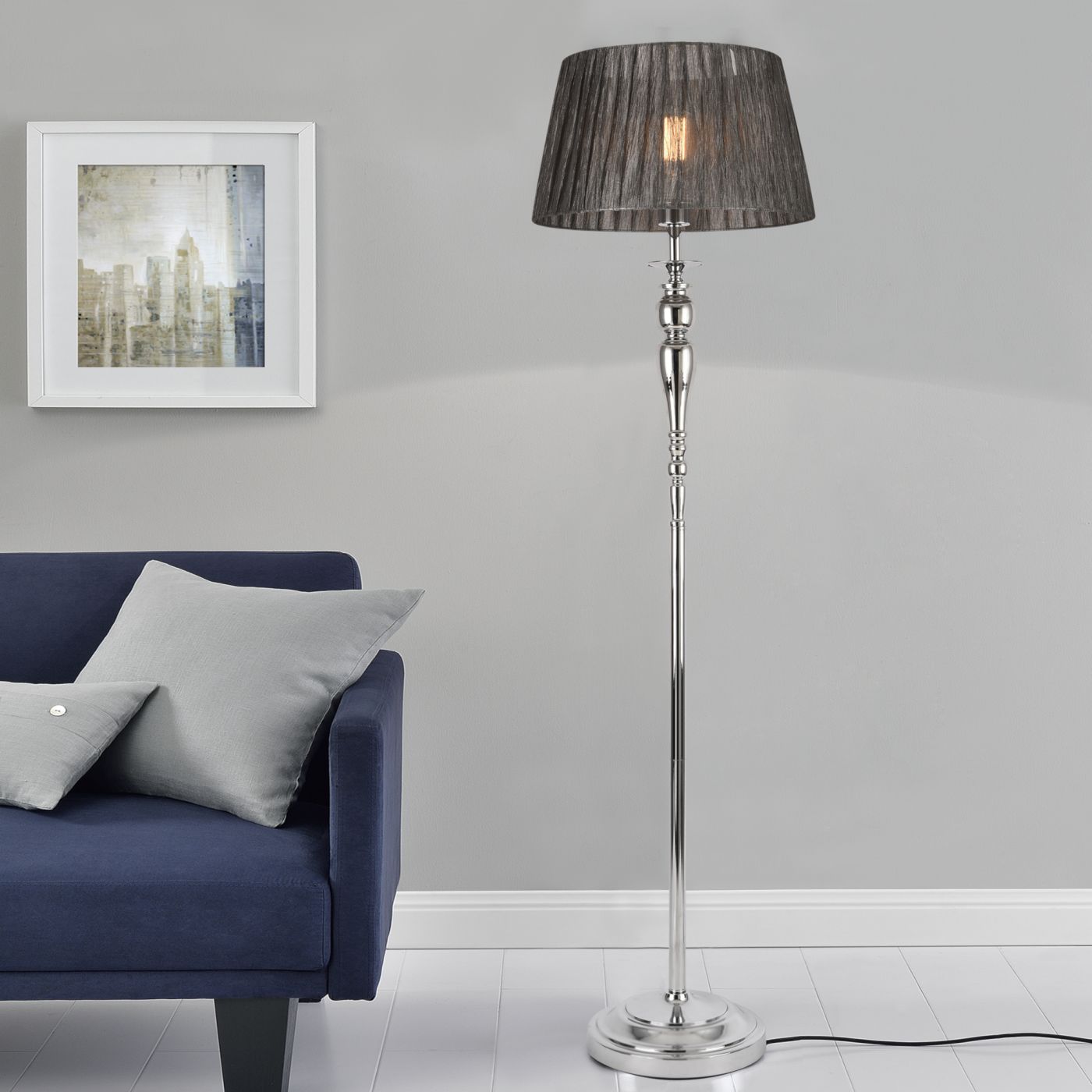 Hopelijk Tomaat Van toepassing zijn Vloerlamp staande lamp Lingen 151 cm chroom en grijs E27 | premiumXL