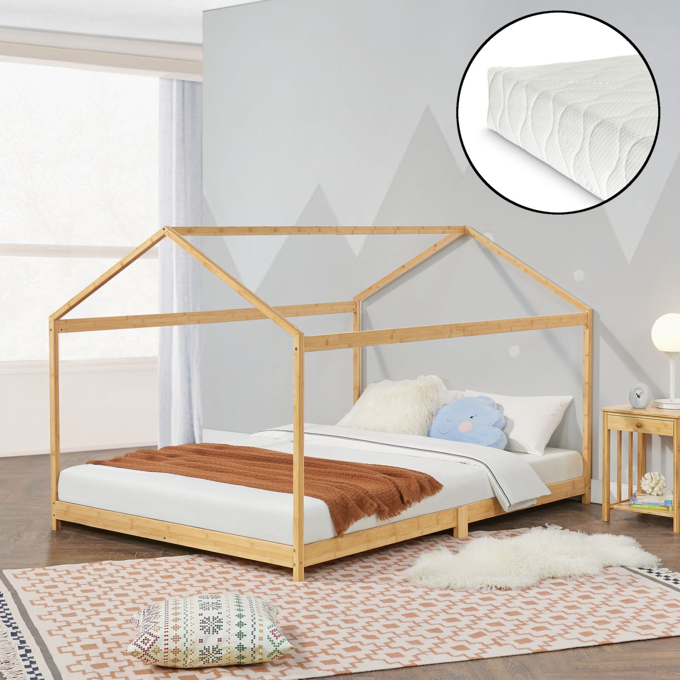 opblijven Ontwapening Wrok neu.haus] Kinderbed Vindafjord huisbed met matras bamboe - 2 varianten |  premiumXL