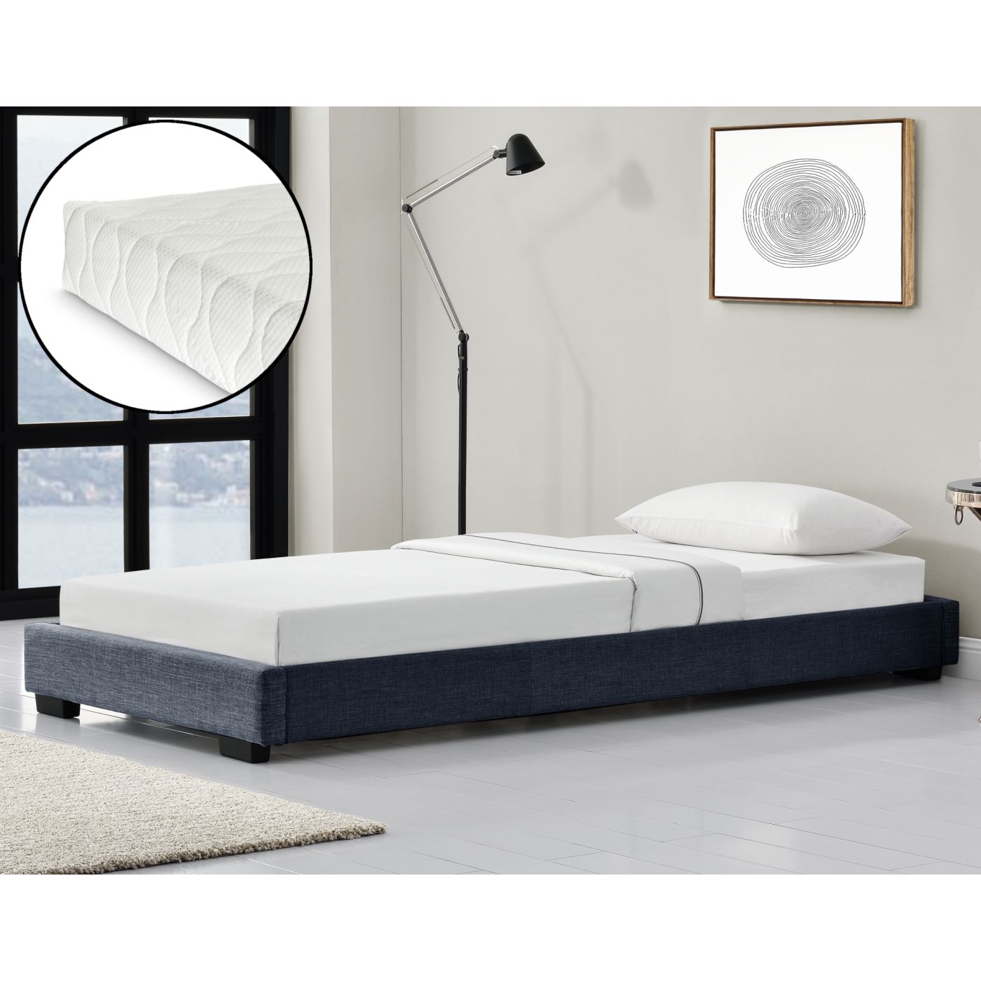 Modern bedframe stof matras 90x200 donkergrijs | premiumXL