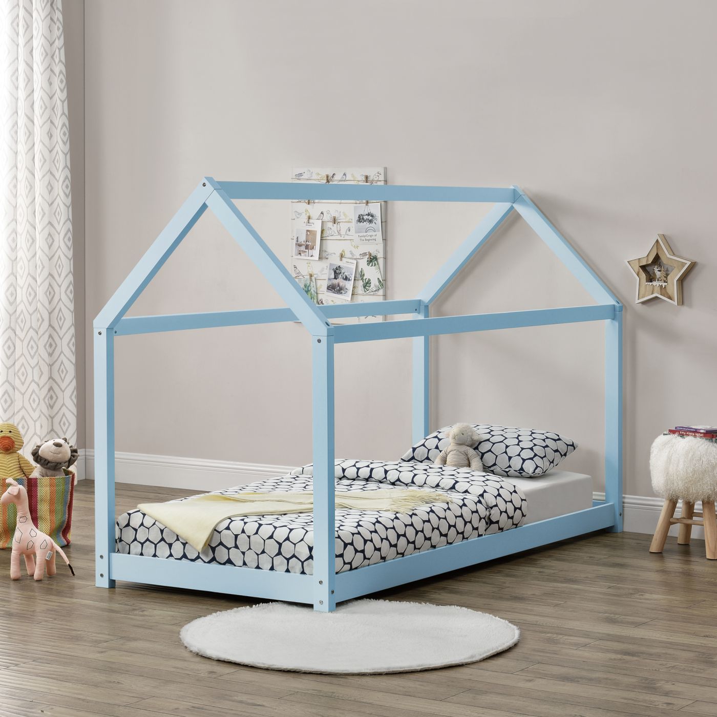 Laan Sicilië Werkgever Kinderbed Netstal houten bed huisbed 90x200 cm blauw | premiumXL