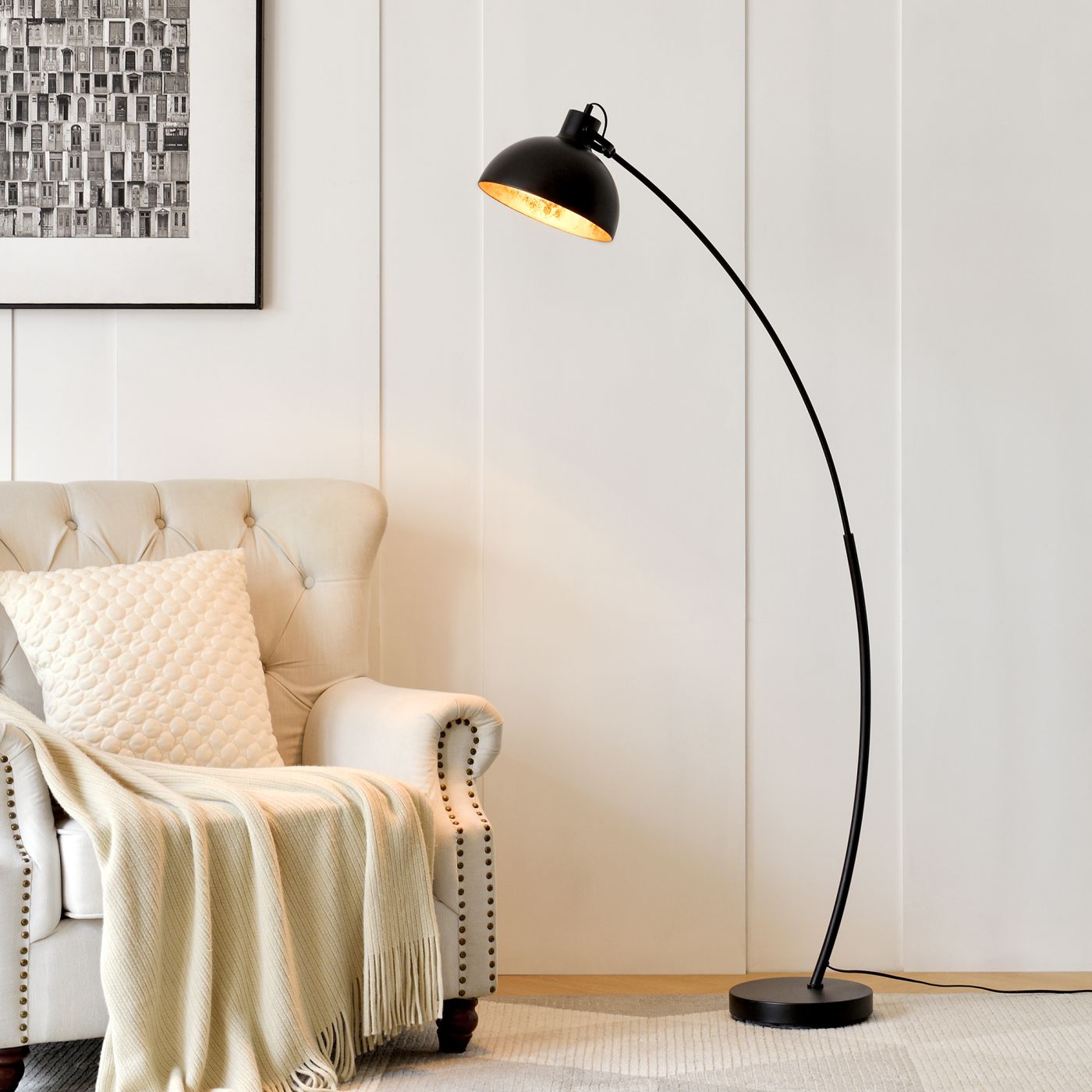 staande lamp metaal E27 160 cm zwart | premiumXL