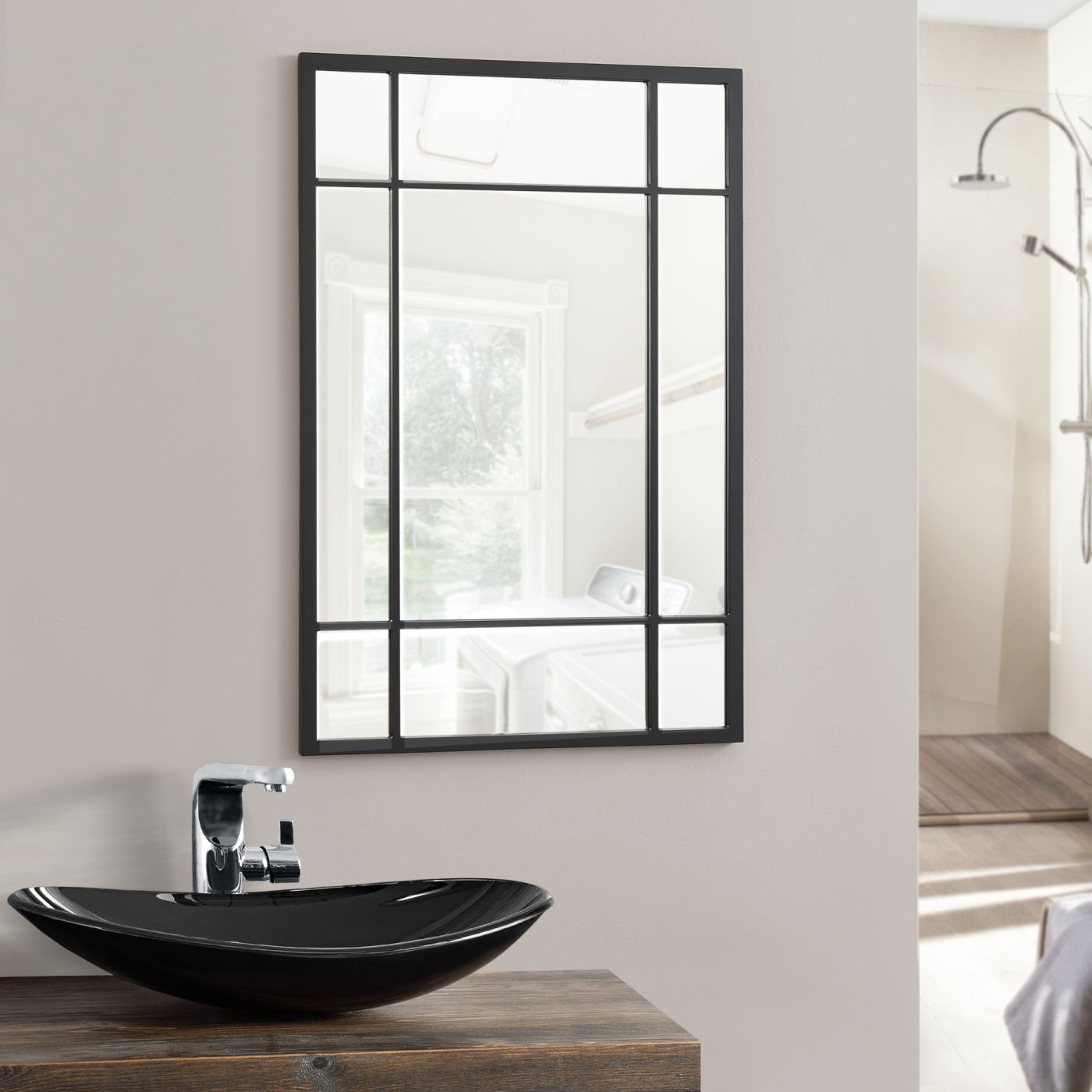 Adviseur Fahrenheit Gluren en.casa] Spiegel Colobraro hangend 90x60 cm zwart mat | premiumXL