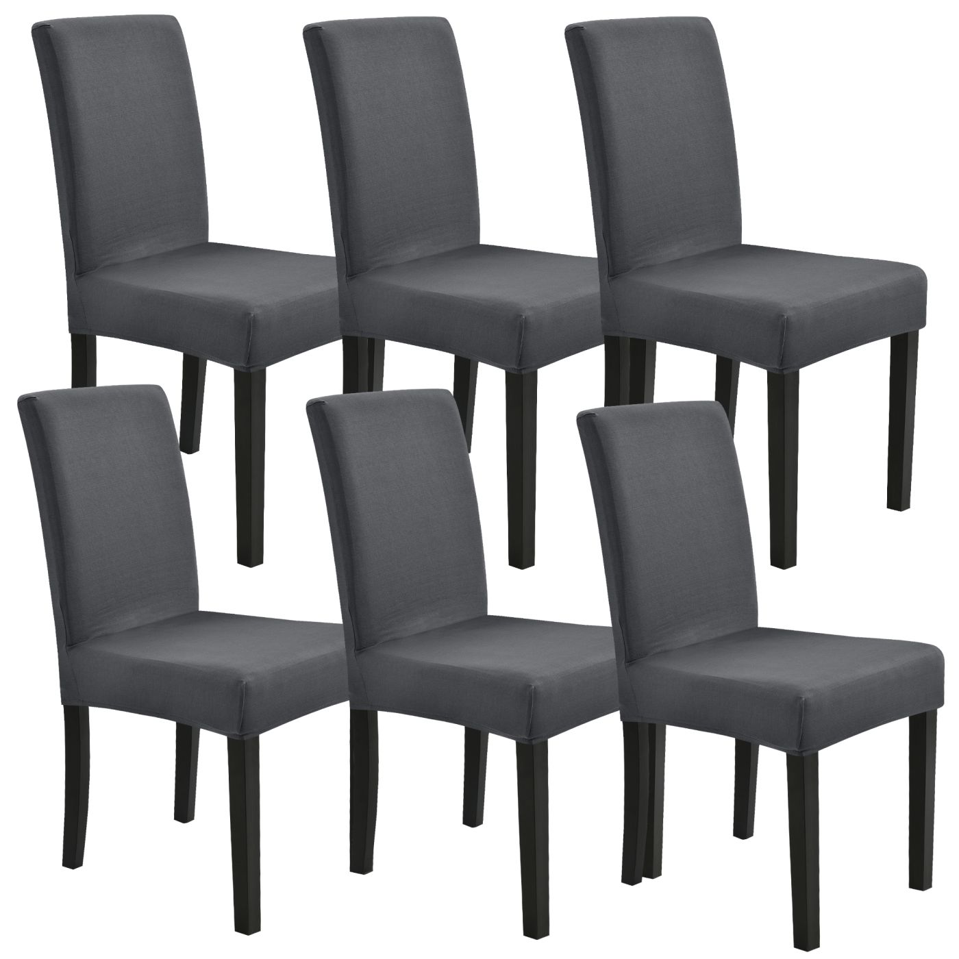 hebben crisis Zwart Stoelhoes set van 6 hoes voor stoelen stretch donkergrijs | premiumXL