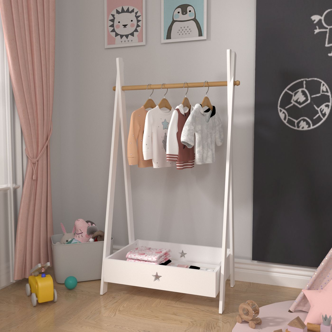 onpeilbaar nieuws Meerdere en.casa] Kinder kledingrek Laxe 126x73x43 cm wit en houtkleurig | premiumXL