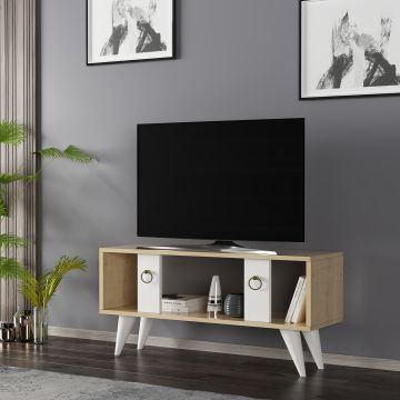[en.casa] TV meubel Norsjö 45x95x30 cm eiken en wit