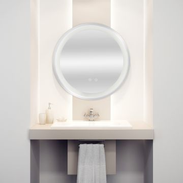 [pro.tec] LED spiegel rond Maratea Ø50x3 cm zilverkleurig