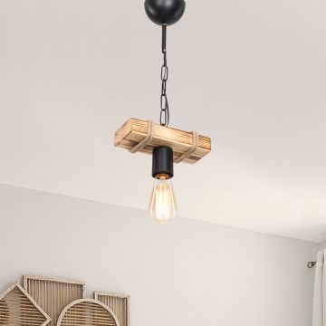 [lux.pro] Hanglamp Hemel E27 zwart houtkleurig en jute - 3 varianten