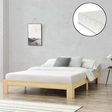 Houten bed Raisio grenen met matras 140x200 cm houtkleurig