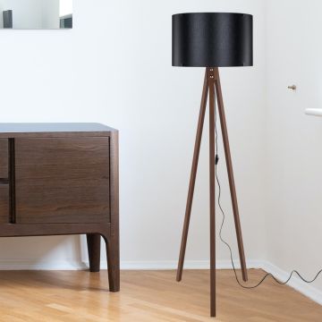 [lux.pro] Staande lamp vloerlamp Guildford E27 walnootkleurig en zwart