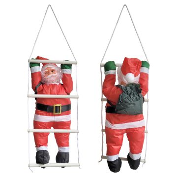 Klimmende Kerstman 90 cm op ladder 130x30 cm