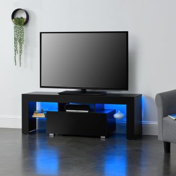 Tv meubel Grimsey met led verlichting 130x35x45 cm zwart