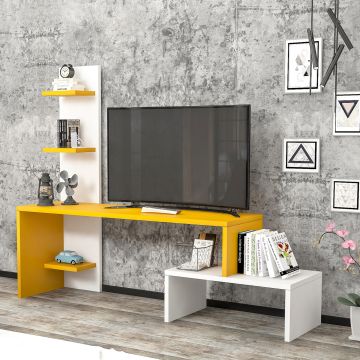 [en.casa] TV meubel Hörby 124x32x100 cm geel en wit