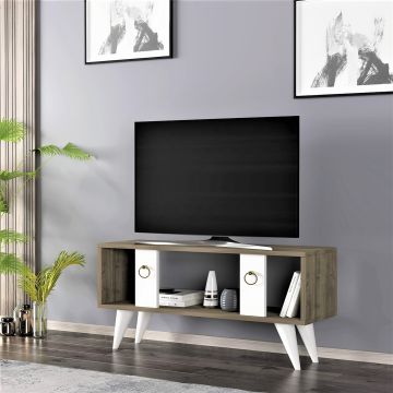 [en.casa] TV meubel Norsjö 45x95x30 cm walnootkleurig en wit
