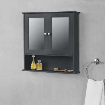 Spiegelkast Linz voor wandmontage MDF 58x56x13 cm donkergrijs