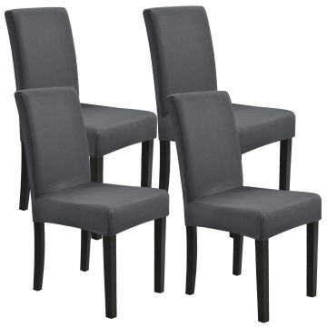 Stoelhoes set van 4 hoes voor stoelen stretch donkergrijs