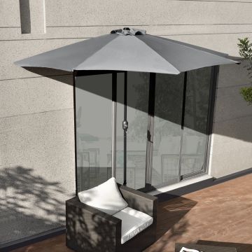 Parasol halfrond voor balkons of terrassen 300x150x230 grijs