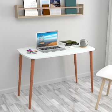 [en.casa] Bureau Kongsberg laptoptafel 70x105x60 cm wit en houtkleurig