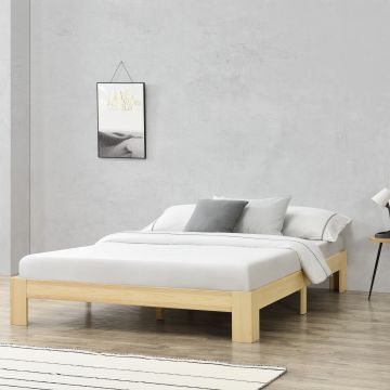 Houten bed Raisio met bedbodem 140x200 cm houtkleurig