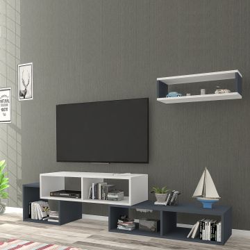 [en.casa] TV meubel met wandrek Malvik 170x29,5x42 cm wit en antraciet