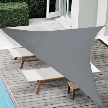 Schaduwdoek - waterafstotend driehoek 5x5x5 m donkergrijs