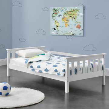 Kinderbed met bedbodem en uitvalbeveiliging 70x140 cm wit