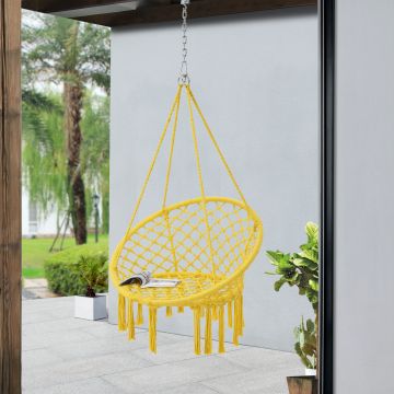 [en.casa] Katoenen hangstoel Jaina 140xØ80/60 cm max 120 kg geel