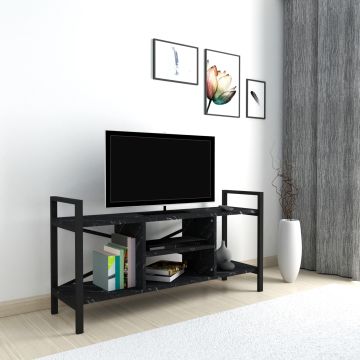 [en.casa] TV meubel Osterøy 61x120x35 cm marmer zwart en zwart