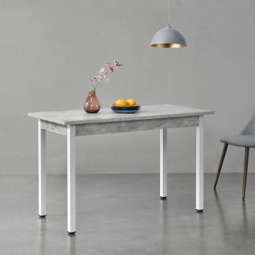 Eettafel Den Haag 120x60x75 cm betonkleurig en wit