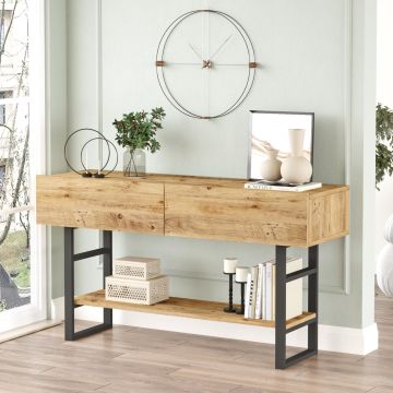 [en.casa] Console tafel sidetable Lappeenranta 139x43x76cm houtkleurig en zwart