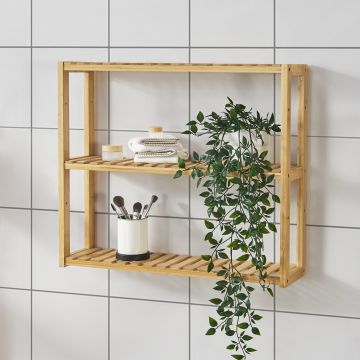 [en.casa] Wandrek Örnsköldsvik met 3 planken 60x15x54 cm bamboe