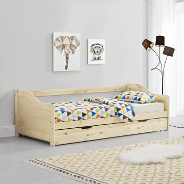 Bedbank tienerbed met onderschuifbed en bedbodem - verschillende kleuren
