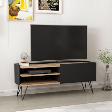 [en.casa] TV meubel Dronninglund 124x37x50 cm zwart