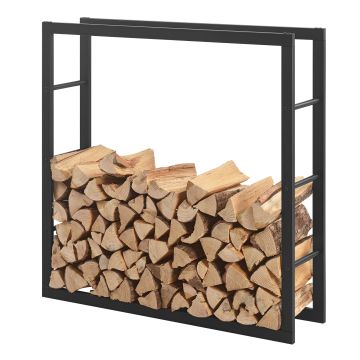 Stalen brandhoutrek houtopslag zwart voor ca. 0,25 m³ hout