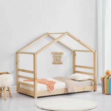 Kinderbed houten bed huisbed met bedbodem - verschillende maten en kleuren