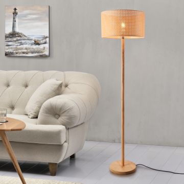 [lux.pro] Staande lamp Rochdale 154 cm E27 houtkleurig en geelbruin