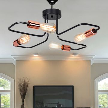 [lux.pro] Plafondlamp plafonnière Harlow E27 zwart en koperkleurig - 2 varianten