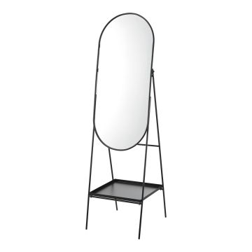 [en.casa] Spiegel vrijstaand Perano met plank 160x46x50 cm zwart