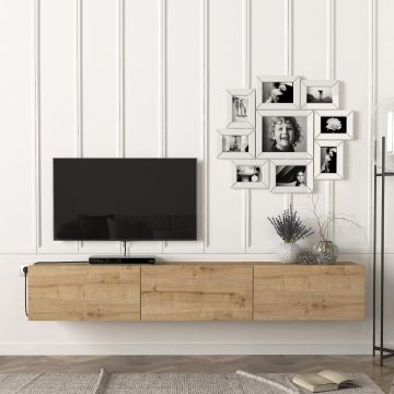 [en.casa] Tv-meubel Vihti zwevend 180x31x29,5 cm eiken