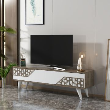 [en.casa] TV meubel Örkelljunga 40x120x30 cm walnootkleurig en wit