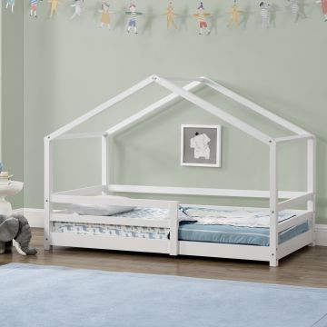 [en.casa] Kinderbed Knätten huisbed met uitvalbeveiliging 80x160 cm wit