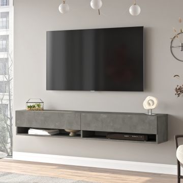 [en.casa] Tv-meubel Laitila 2 opbergvakken 180x31,5x29,5cm betonkleurig