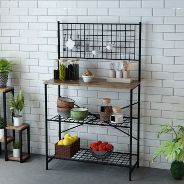 [en.casa] Keukenkast Nibe opbergkast 150x90x42 cm zwart en houtkleurig