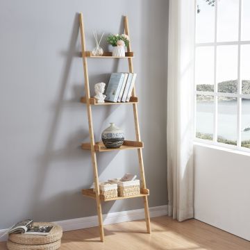 [en.casa] Badkamerrek Göinge bamboe ladderplank met 4 planken