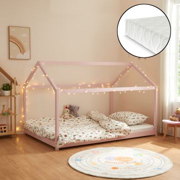 [en.casa] [neu.haus] Kinderbed Cerro huisbed met matras 120x200 cm roze
