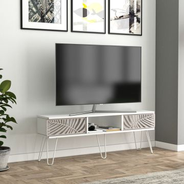 [en.casa] TV meubel Salangen 139x30x49 cm wit