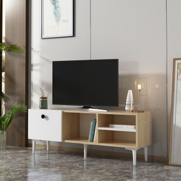 [en.casa] TV meubel Nannestad 45x120x30 cm eiken en wit